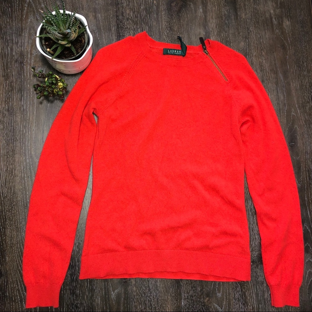 🚨 SOLD Red Orange Lauren Ralph Lauren Sweater
